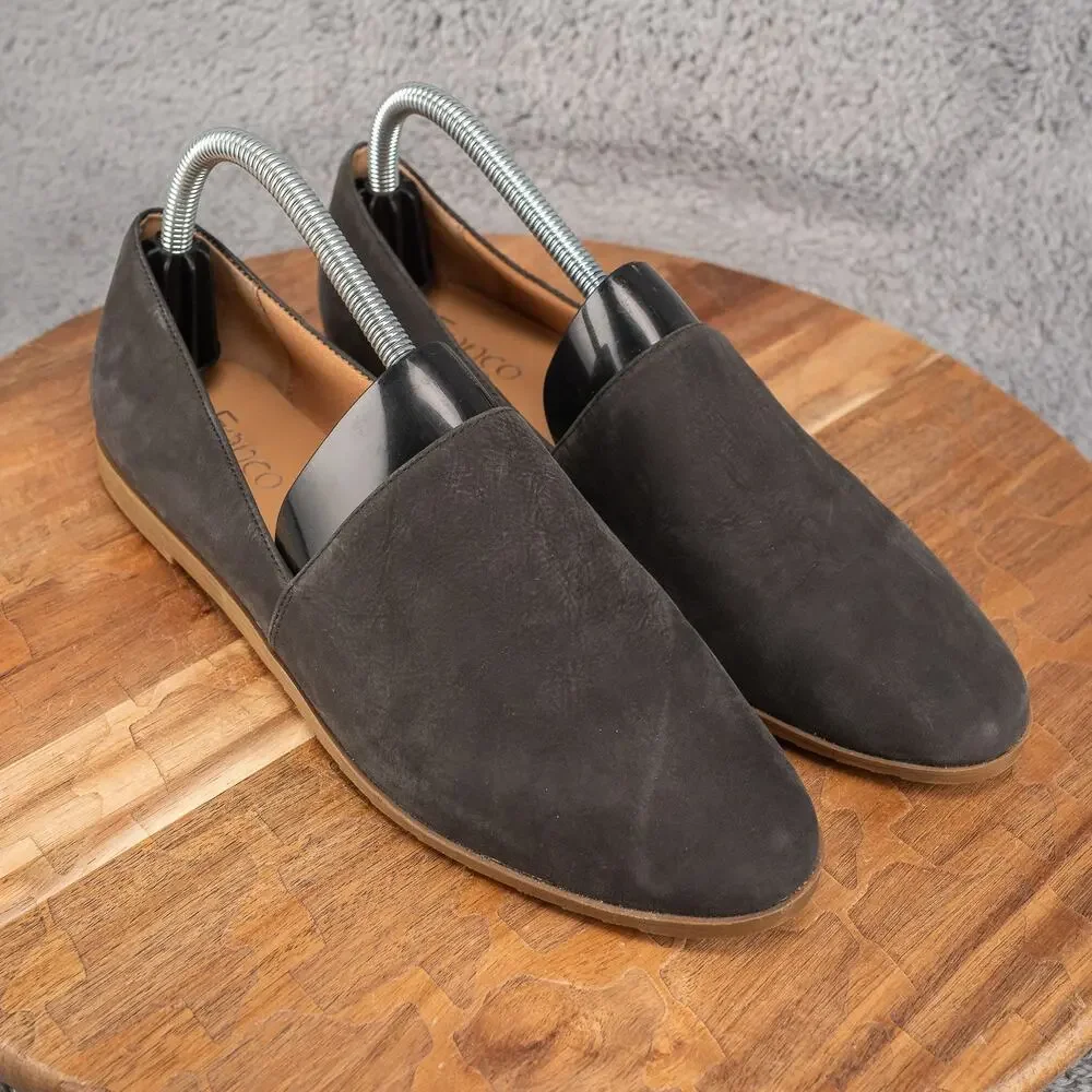 Franco Sarto Black Suede Loafers Slip on Flat‎ Shoes Rubber Sole Size 9 M